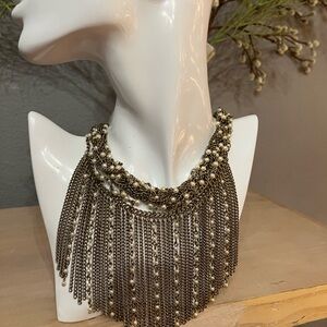 Elegant Gold and Silver Statement Necklace